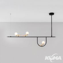 Yanzi lampa wisząca sufitowa 3x7,8W 3000K cri90 szczotkowany mosiądz, czarna, szkło białe
